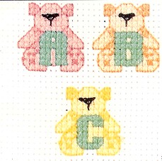 Baby Bären ABC Stickvorlage in Farbe